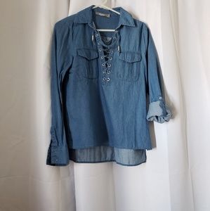Denim lace up ahirt